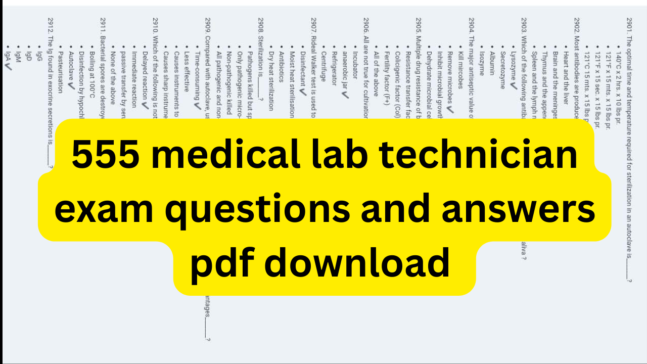 medical lab technician exam questions and answers pdf