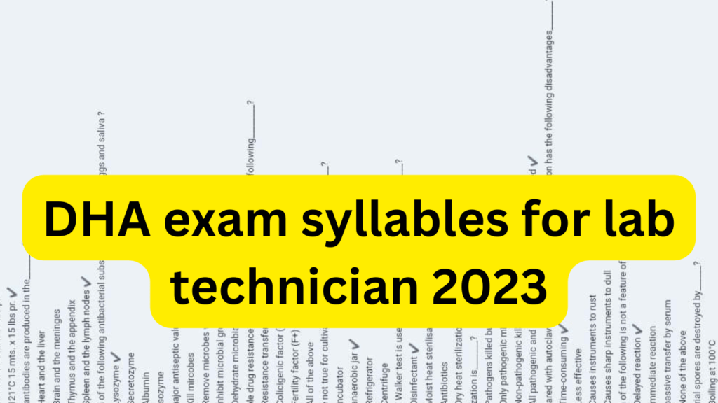Dha exam syllabus for lab technician