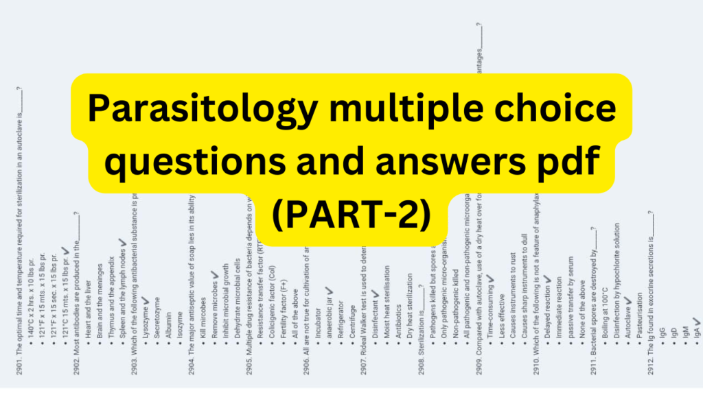 Parasitology multiple choice questions and answers pdf