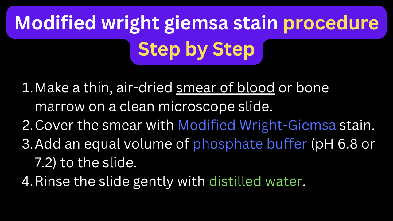 Modified wright giemsa stain procedure Step by Step